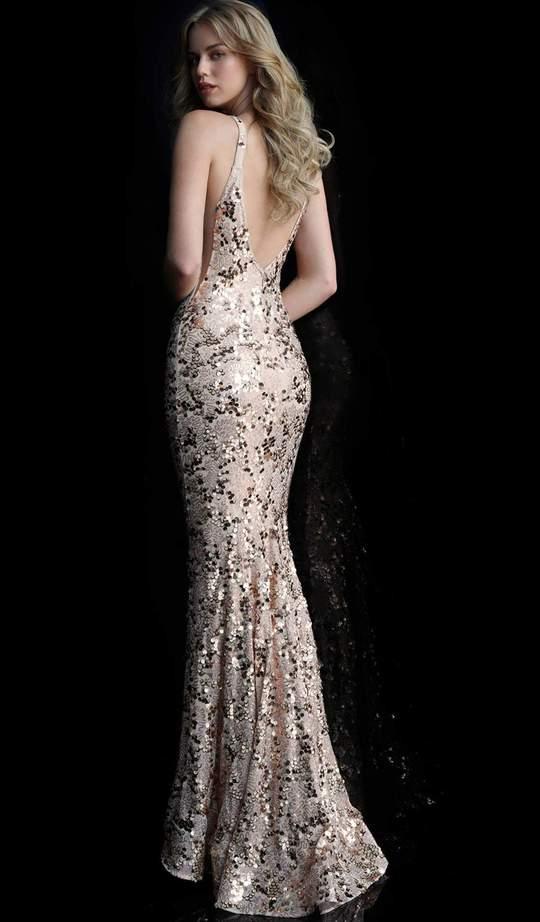 Jovani Sequined Long Fitted Prom Dress 65570 - The Dress Outlet