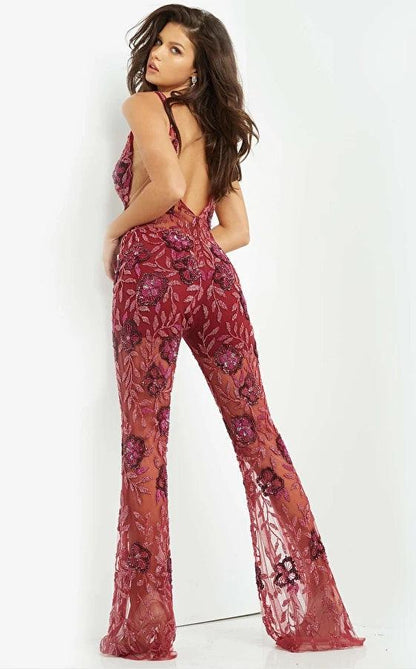 Jovani Sexy Formal Halter Beaded Jumpsuit 04402 - The Dress Outlet