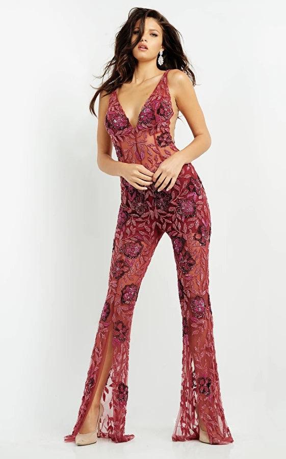 Jovani Sexy Formal Halter Beaded Jumpsuit 04402 - The Dress Outlet