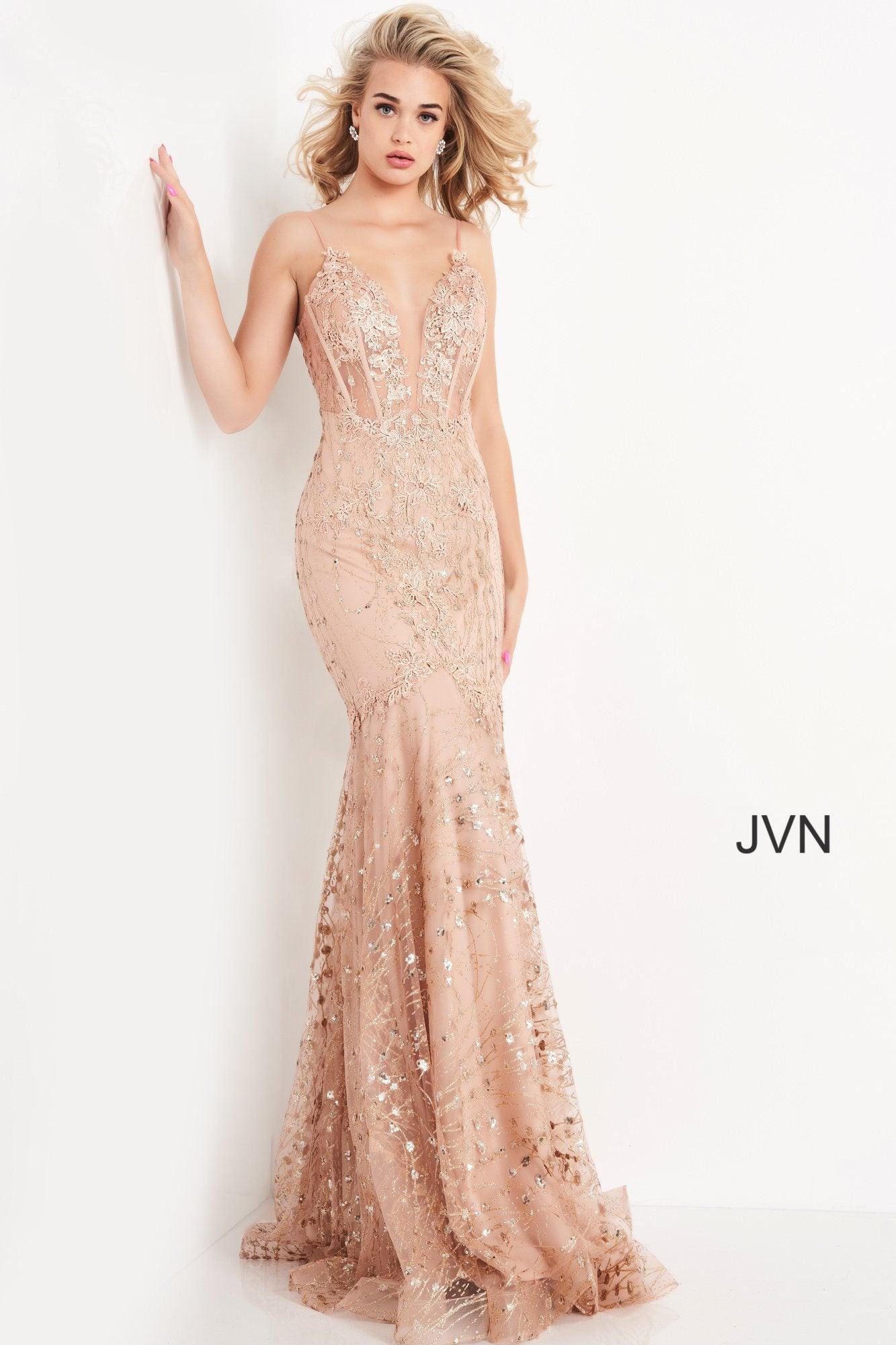 Jovani Sheer Corset Bodice Long Prom Dress 05788 - The Dress Outlet