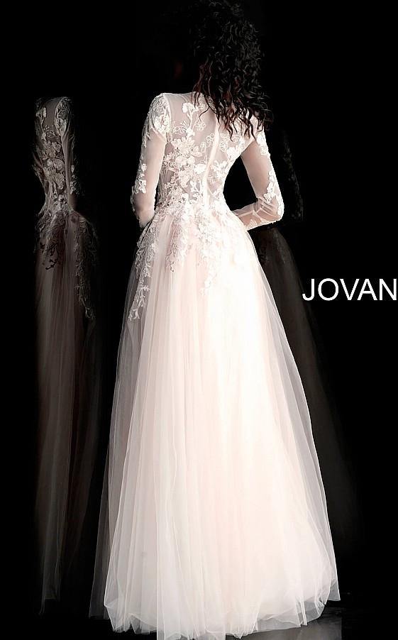 Jovani 67393 Sheer Long Sleeve Prom Ball Gown