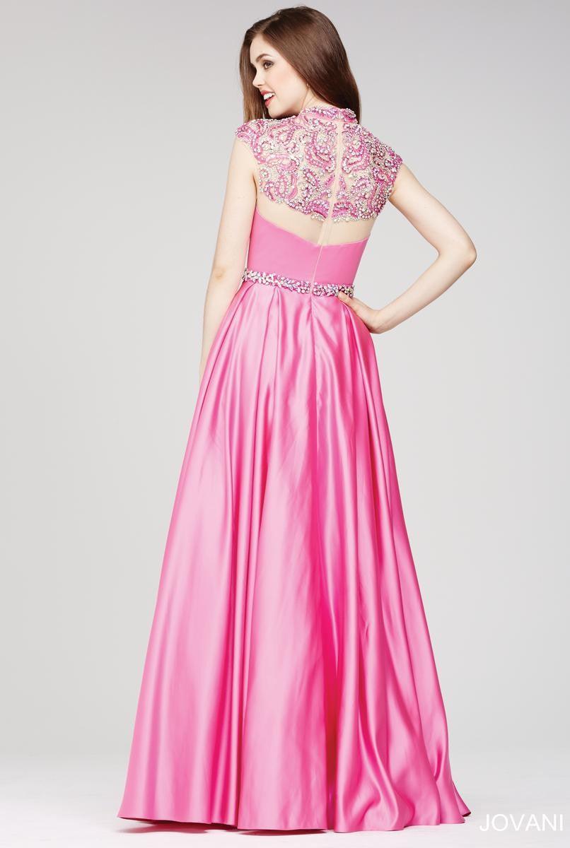 Jovani Sheer Top A-Line Long Prom Dress 28444 - The Dress Outlet
