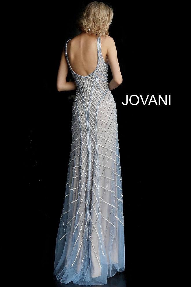 Jovani Shimmering V Neck Long Fitted Prom Dress 55821 - The Dress Outlet
