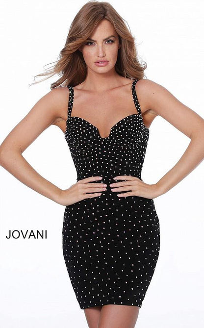 Jovani Short Beaded Velvet Cocktail Dress 4727 - The Dress Outlet