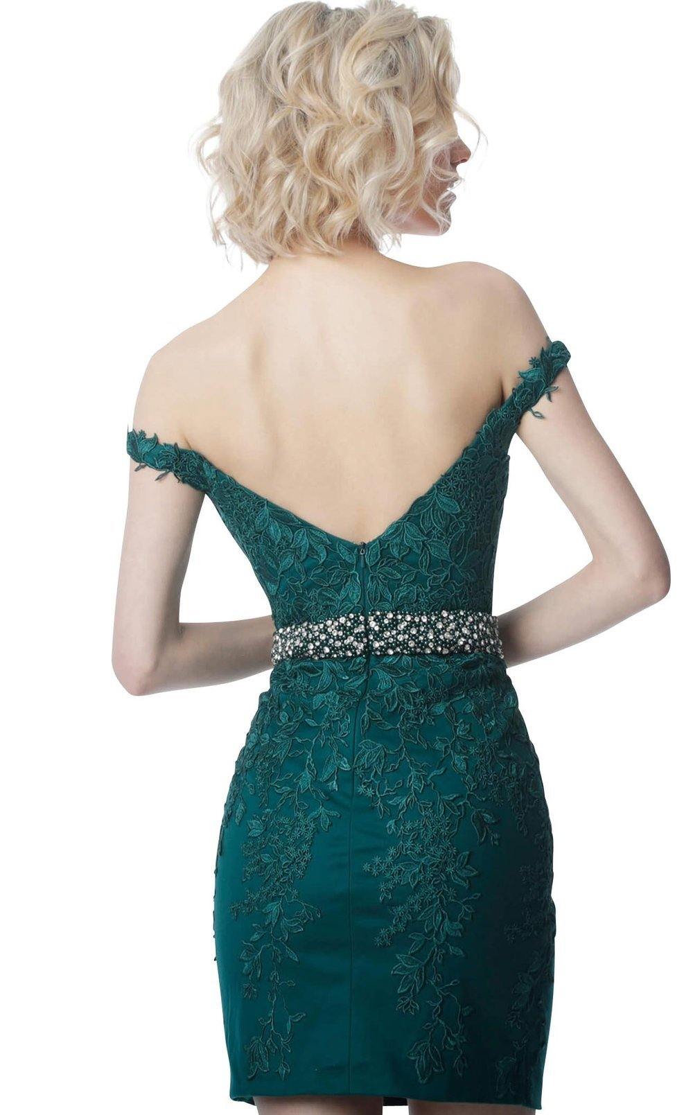 Jovani Short Off Shoulder Fitted Lace Dress 1102 - The Dress Outlet