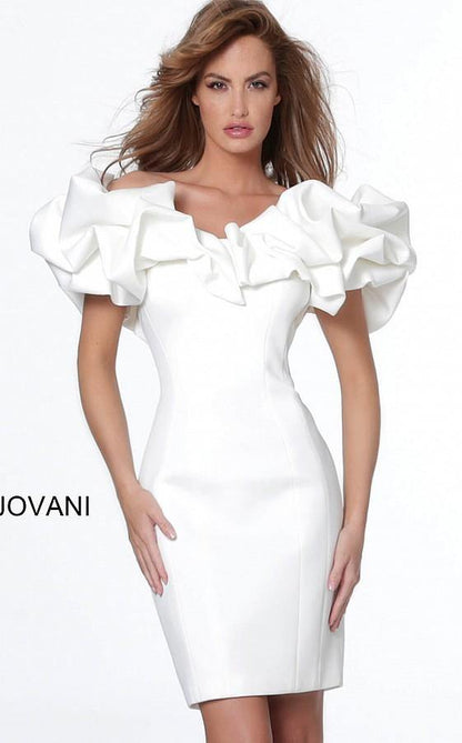 Jovani Short Off the Shoulder  Cocktail Dress 04367 - The Dress Outlet