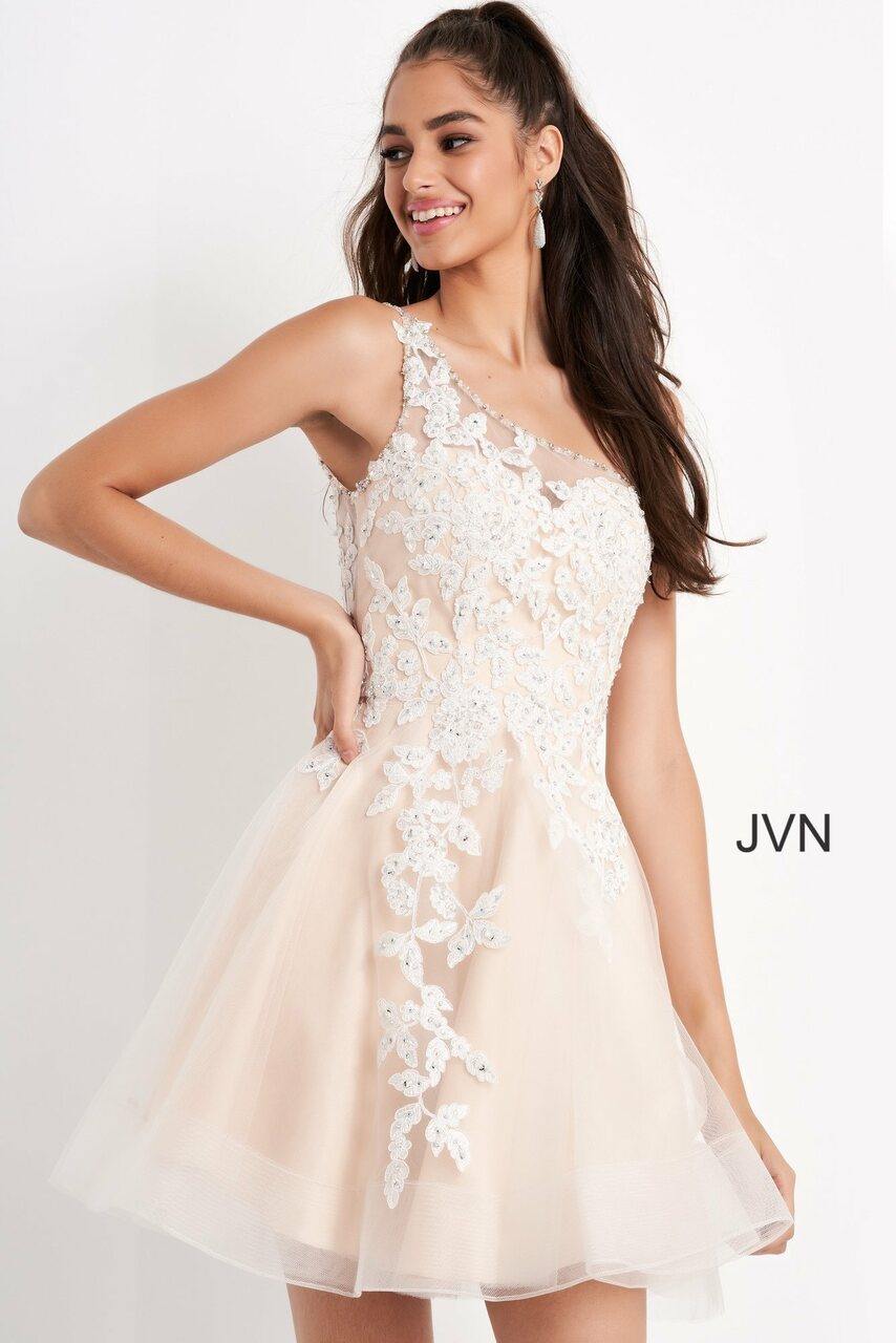 Jovani Short One Shoulder Homecoming Dress 04705 - The Dress Outlet