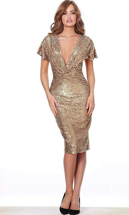 Jovani Short Sequin Fitted Dress 03853 - The Dress Outlet