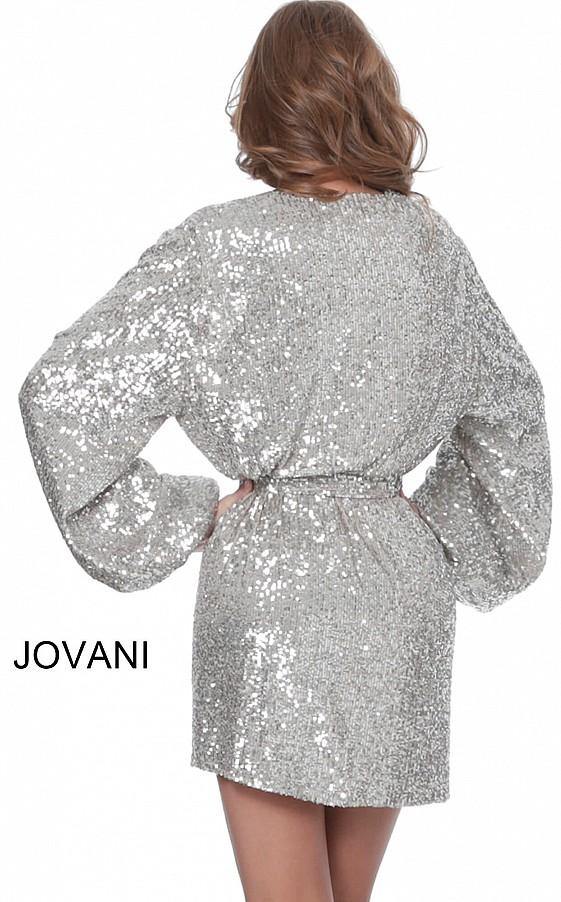 Jovani Short Sequin Wrap Cocktail Dress M3612 - The Dress Outlet