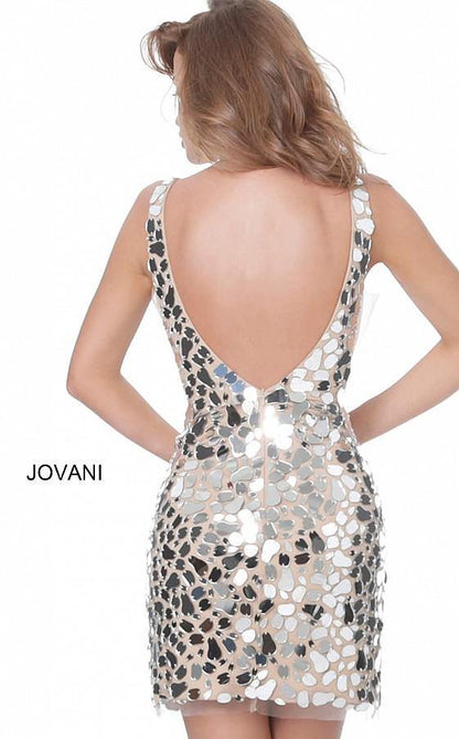 Jovani Short Sleeveless Cocktail Fitted Dress 03858 - The Dress Outlet