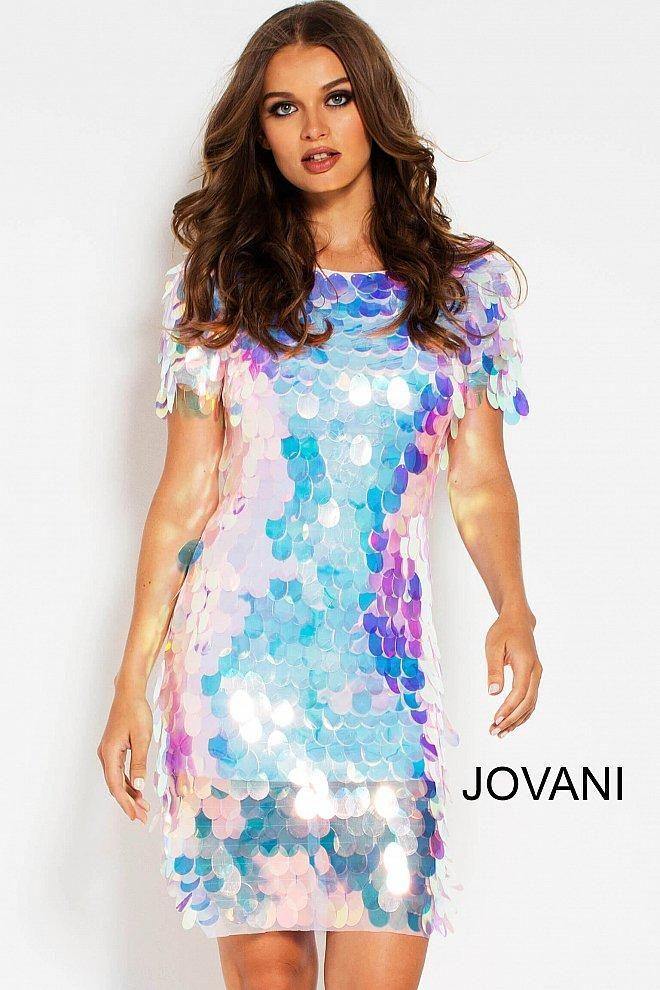 Jovani Short Sleeves Cocktail Dress 55494 - The Dress Outlet