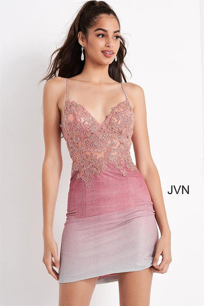 Jovani Short Spaghetti Strap Cocktail Dress 04564 - The Dress Outlet