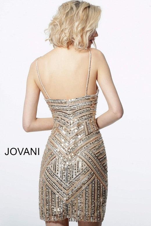 Jovani Short Spaghetti Strap Cocktail Dress 3233 - The Dress Outlet