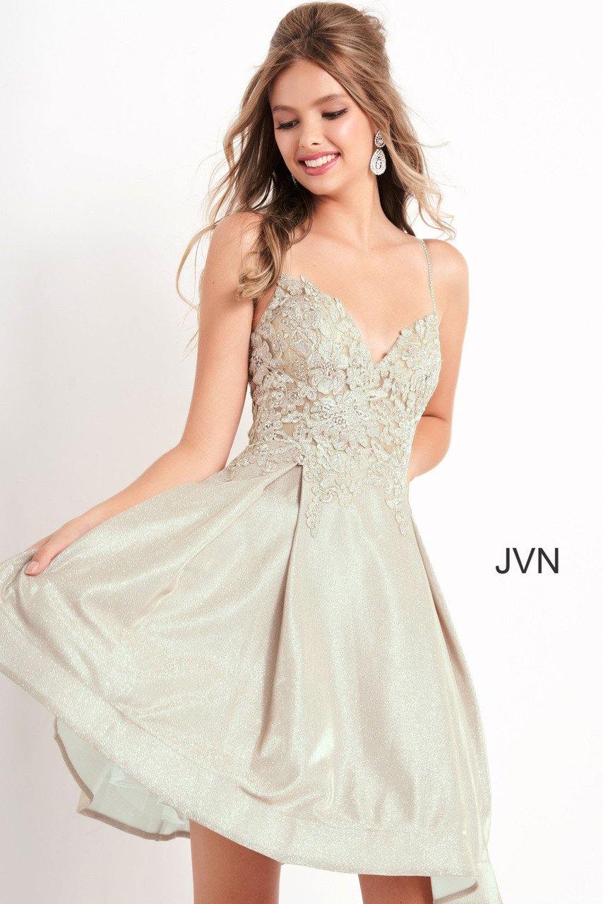 Jovani Short Spaghetti Straps Homecoming Dress 04010 - The Dress Outlet