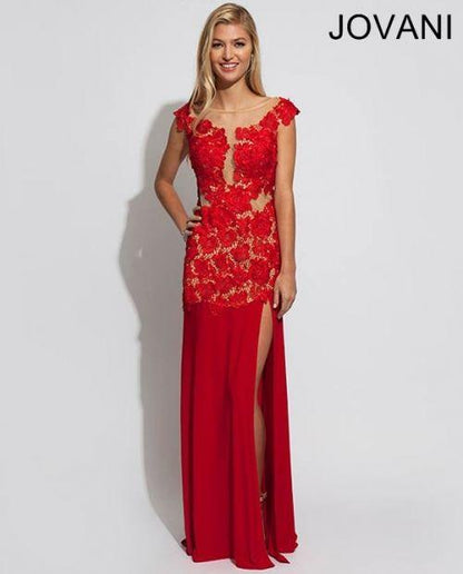 Jovani Shorts Sleeve Long Formal Gown 77654 - The Dress Outlet