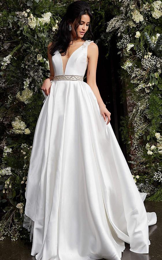 Jovani 2491 Simple Long Sleeveless Wedding Dress JB
