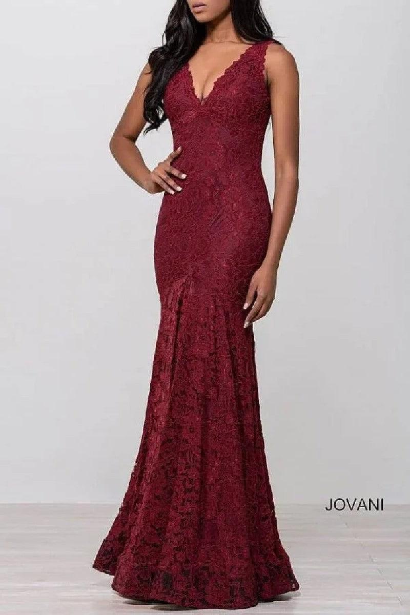 Jovani Sleeveless Lace Long Prom Dress 33050 - The Dress Outlet