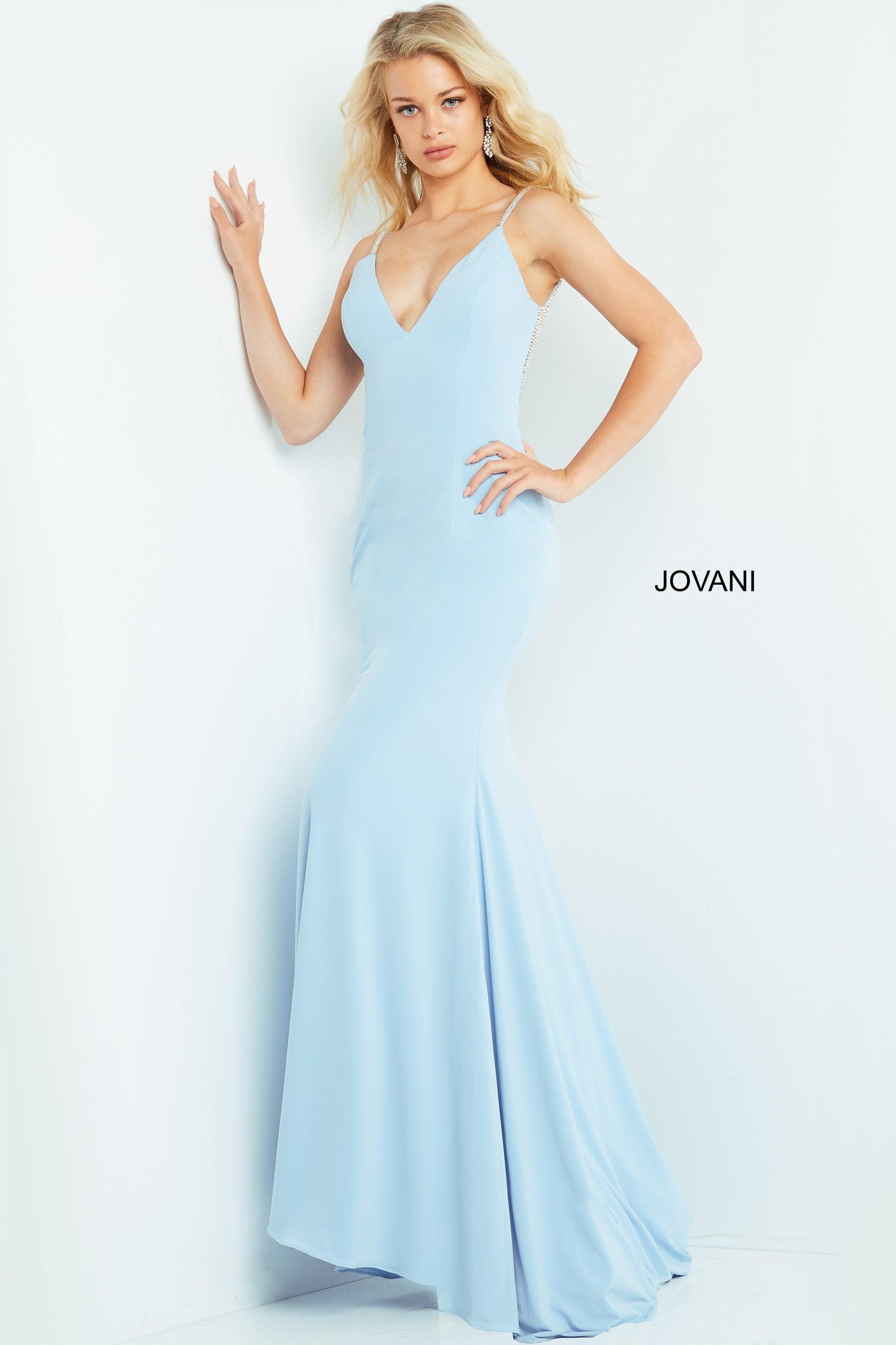 Jovani 07297 Spaghetti Strap Long Formal Gown