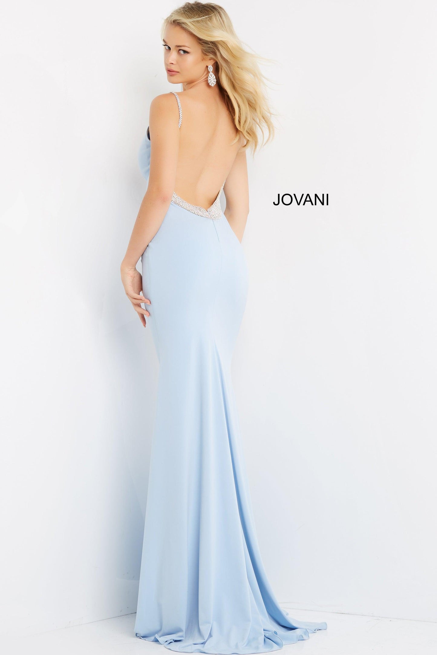 Jovani Spaghetti Strap Long Fitted Gown 07297 - The Dress Outlet