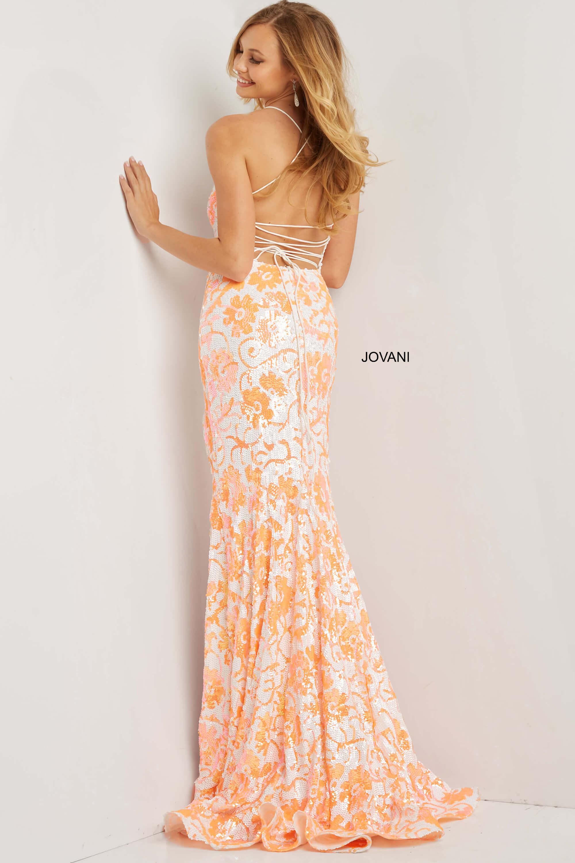 Jovani Spaghetti Strap Long Fitted Gown 08255 - The Dress Outlet