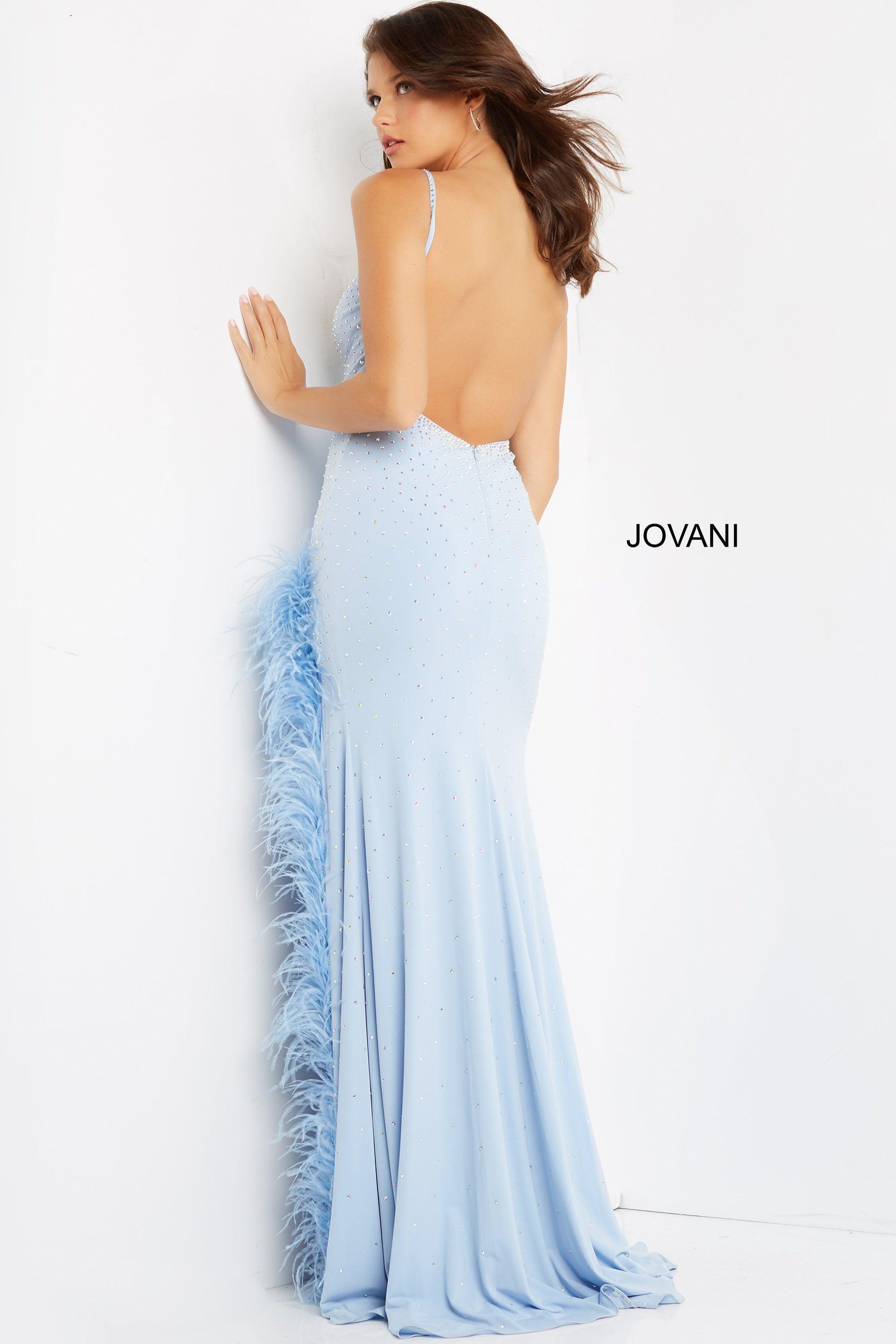 Jovani Spaghetti Strap Long Fitted Gown 08283 - The Dress Outlet