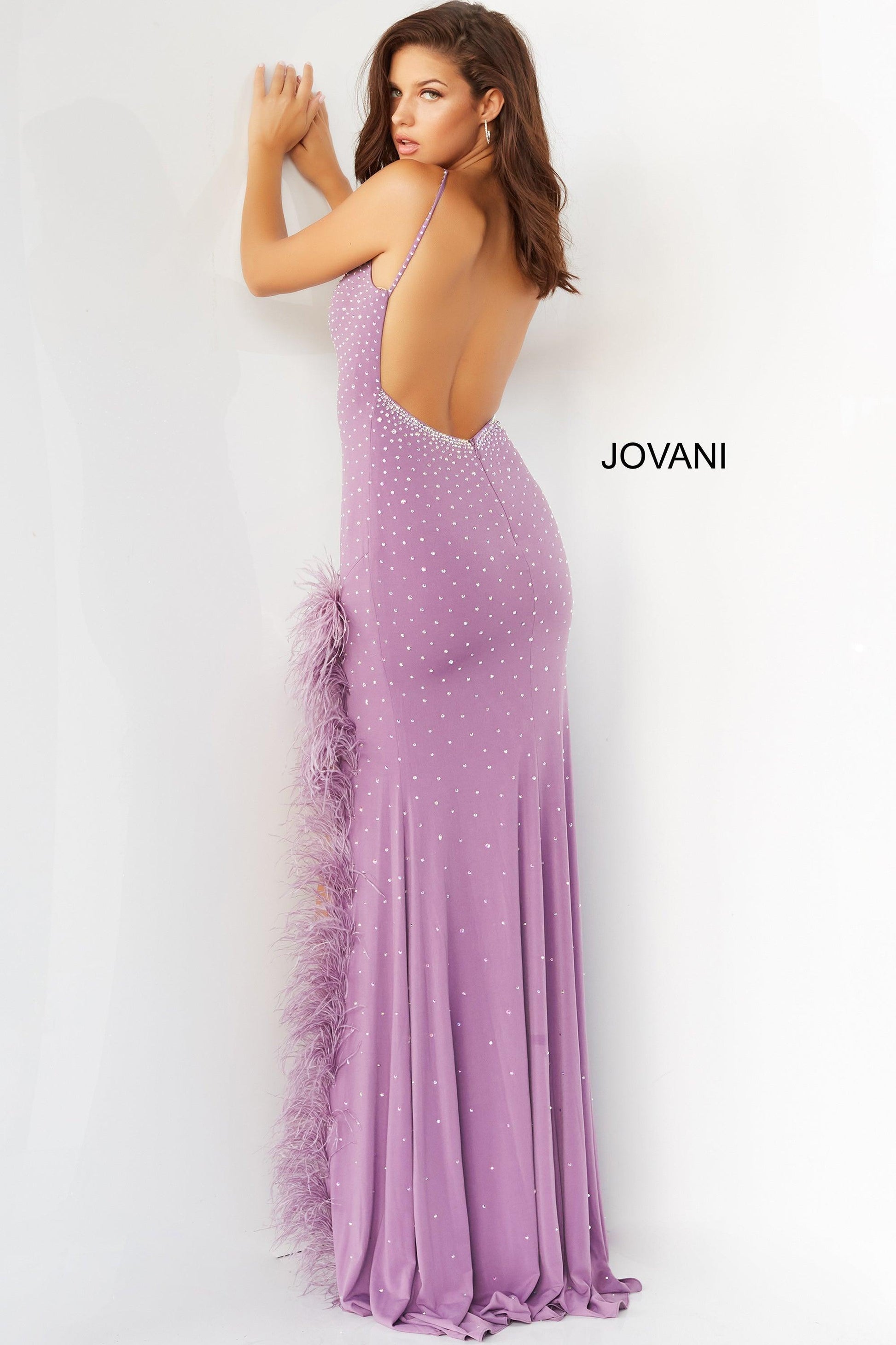 Jovani Spaghetti Strap Long Fitted Gown 08283 - The Dress Outlet