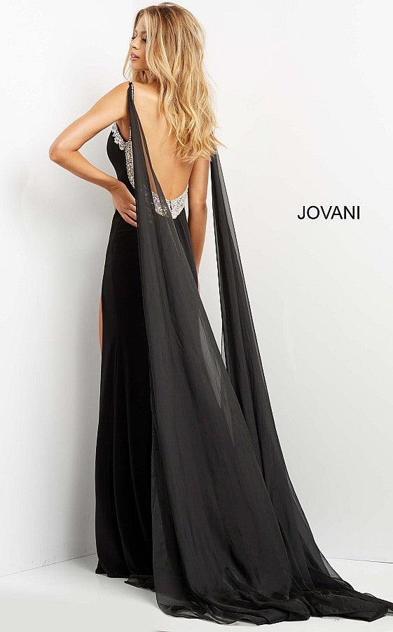 Jovani Spaghetti Strap Long Fitted Prom Dress 08022 - The Dress Outlet