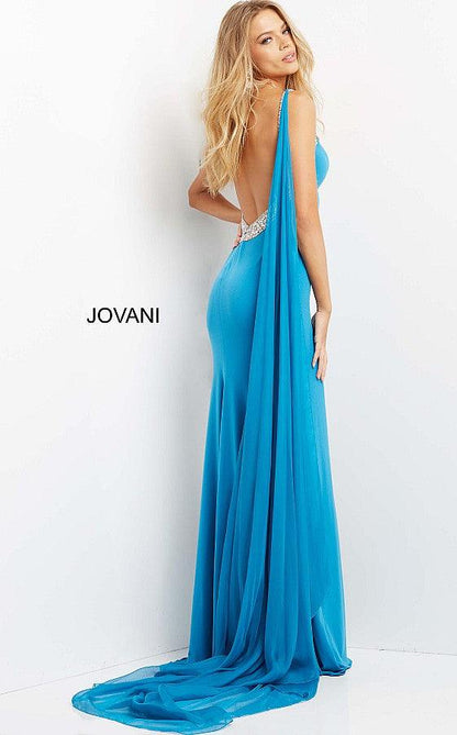 Jovani Spaghetti Strap Long Fitted Prom Dress 08022 - The Dress Outlet