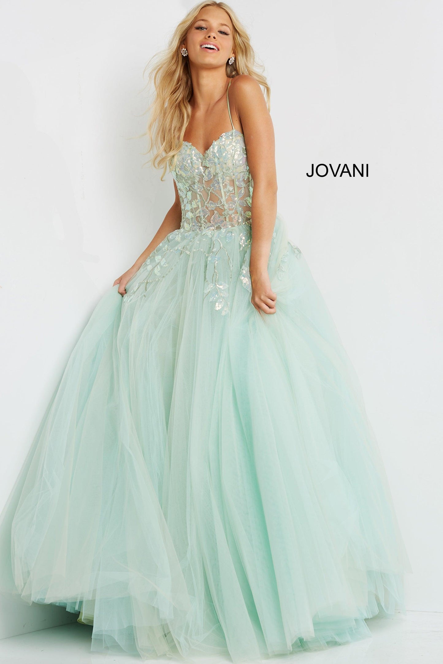 Jovani Spaghetti Strap Long Prom Dress 06816 - The Dress Outlet