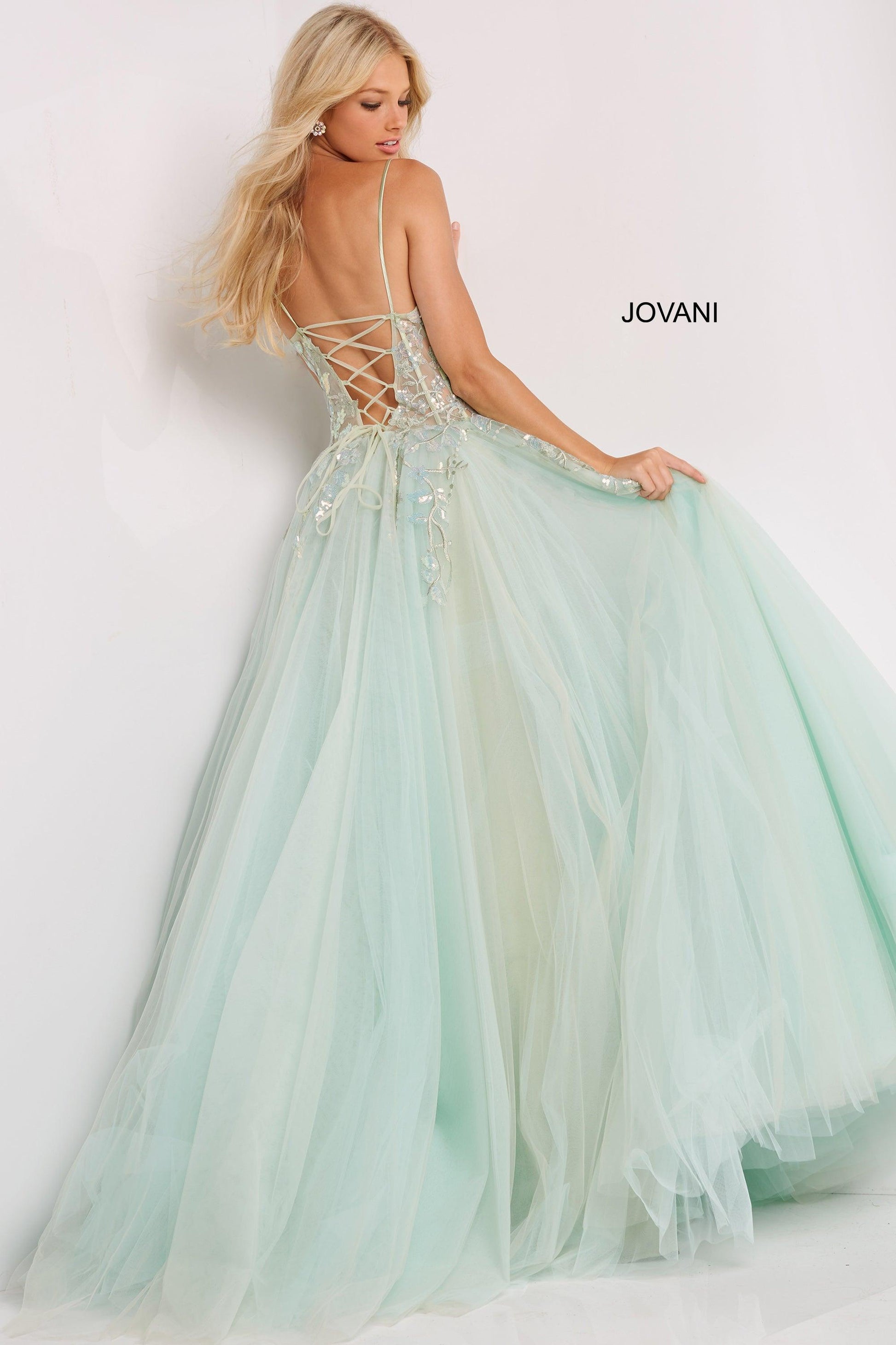 Jovani 06816 Spaghetti Strap Long Prom Dress