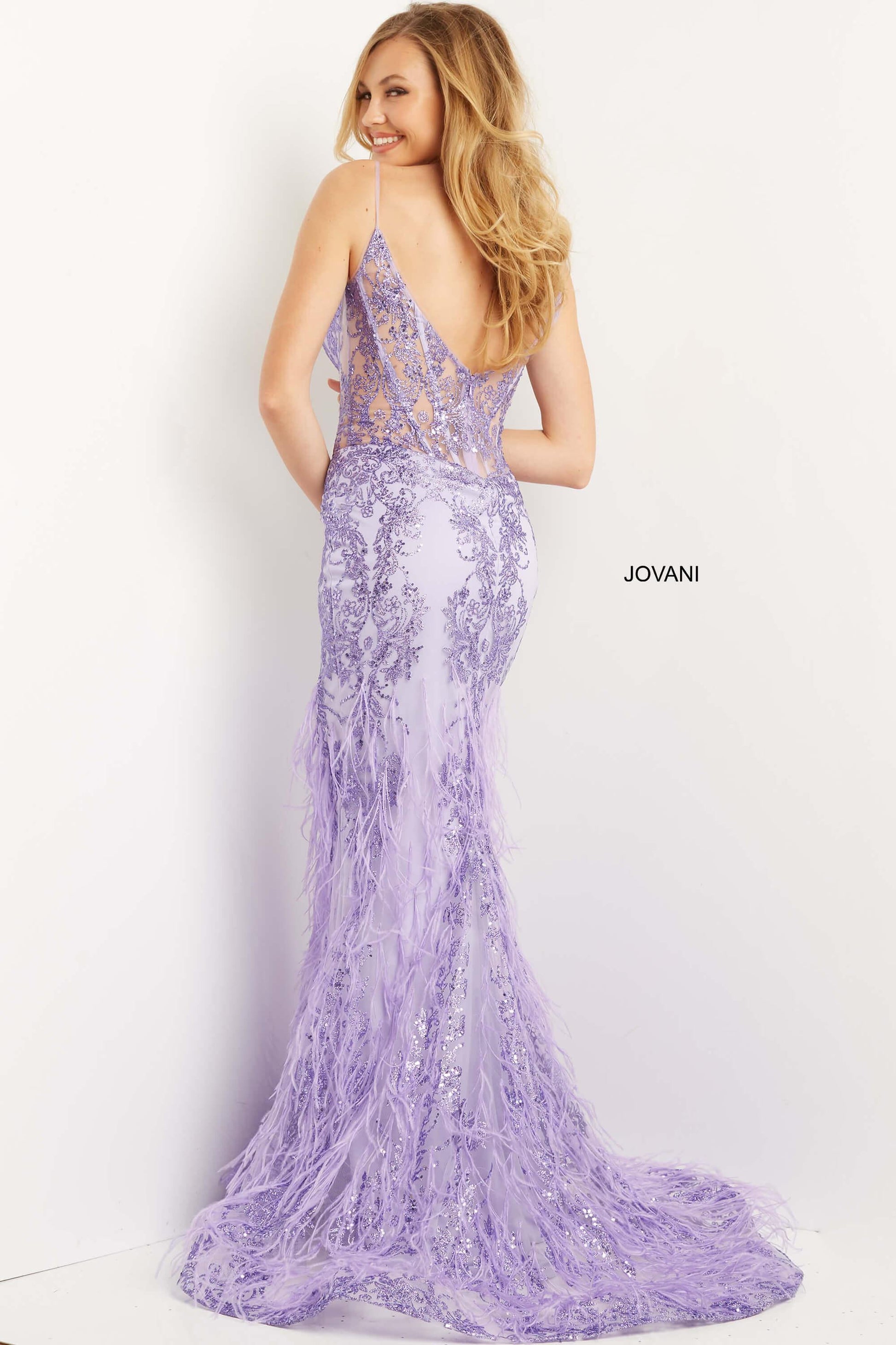 Jovani 08141 Spaghetti Strap Long Prom Dress