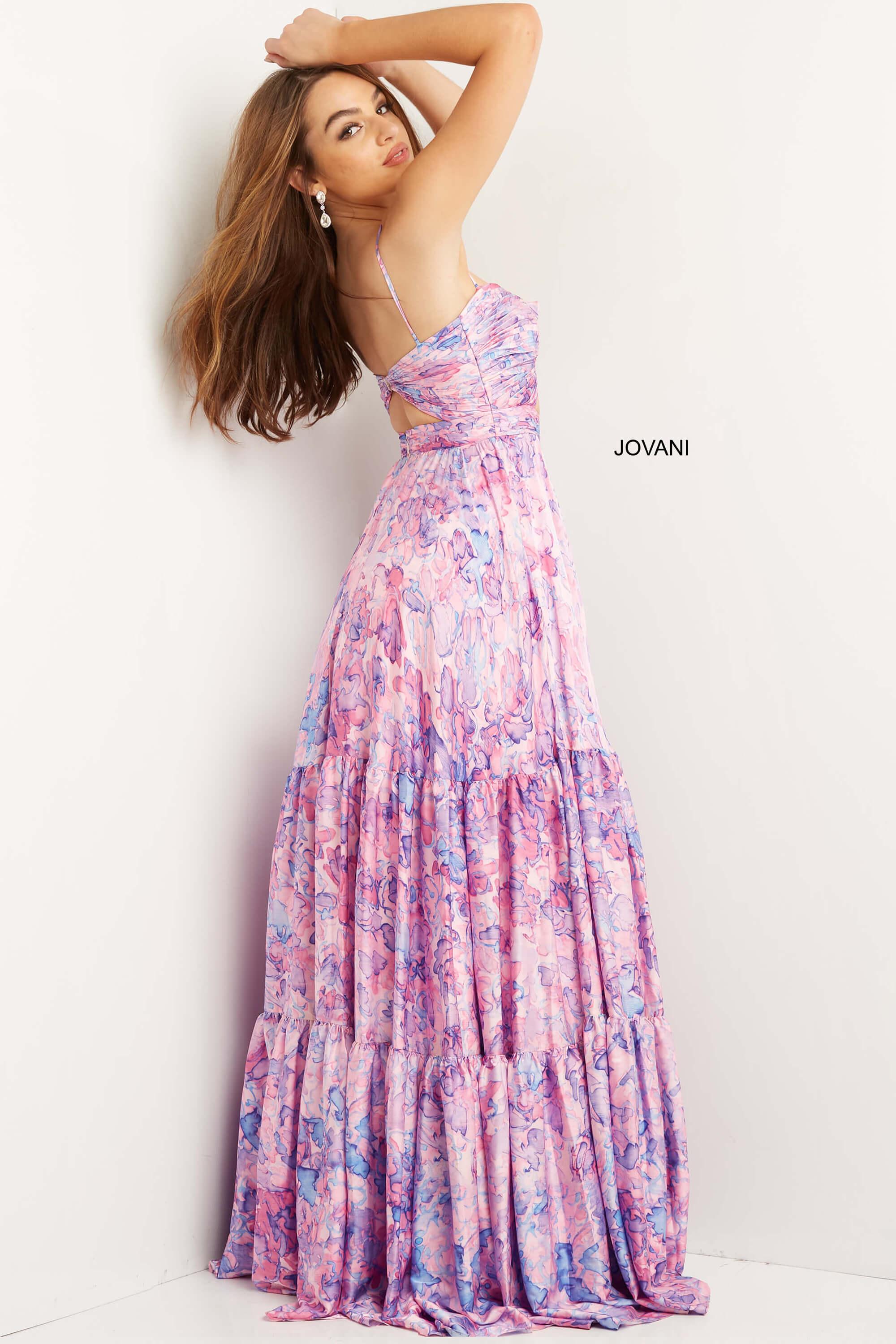 Jovani Spaghetti Strap Long Prom Dress 08369 - The Dress Outlet