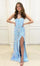 Prom Long Dress Spaghetti Strap Long Prom Gown Light Blue