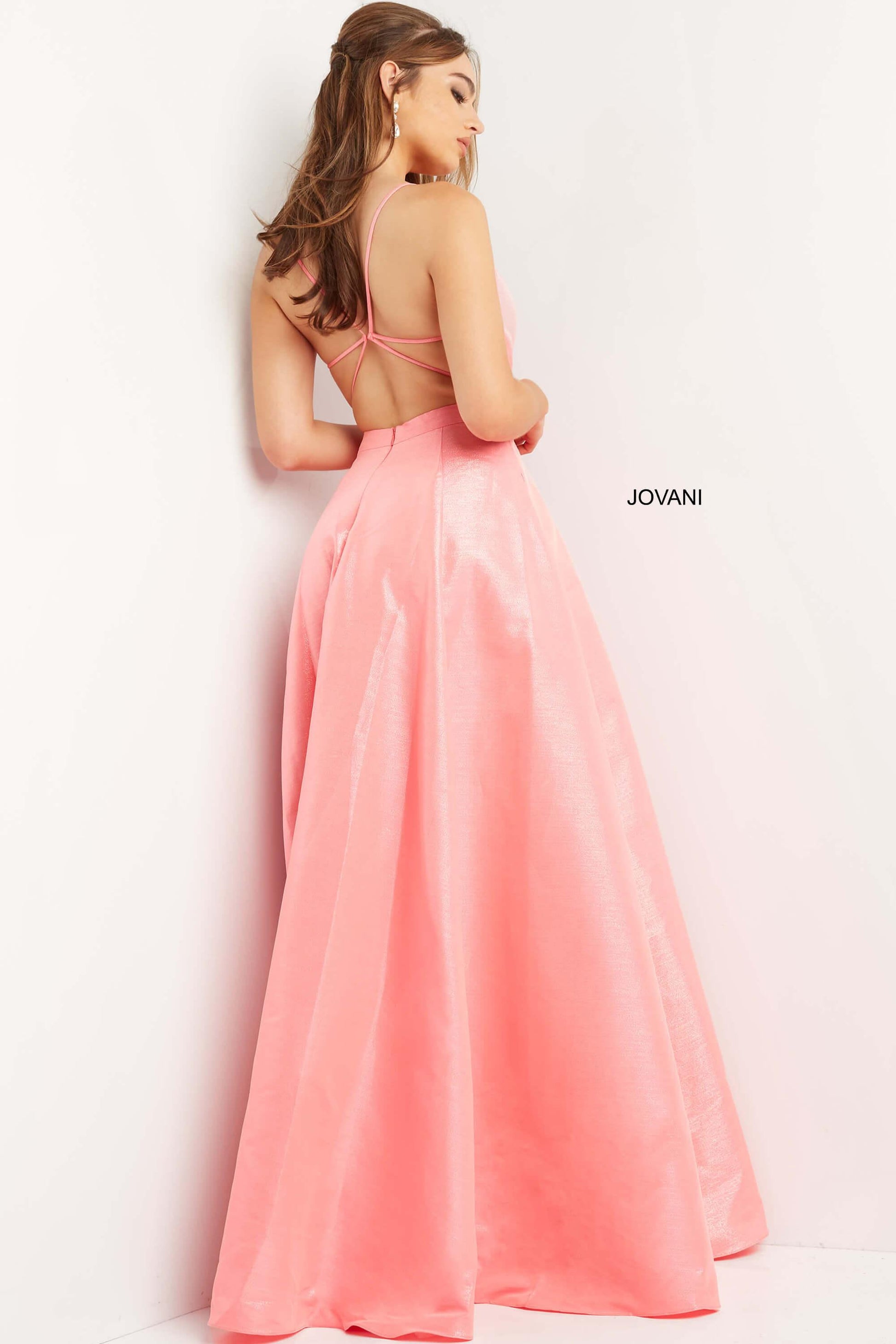 Jovani 08156 Spaghetti Strap Long Prom Gown