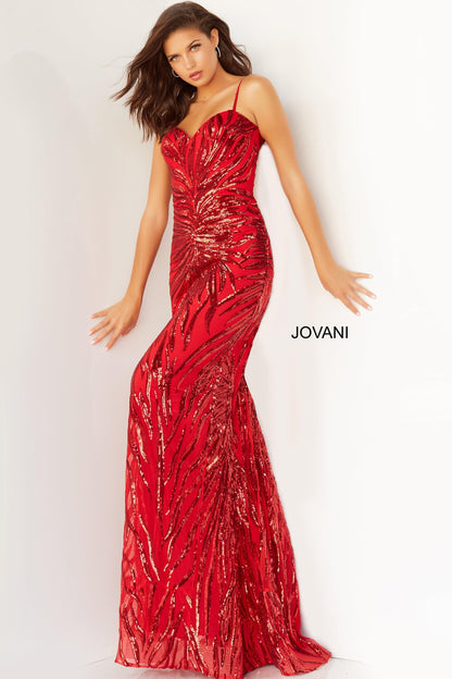Jovani Spaghetti Strap Long Prom Gown 08481 - The Dress Outlet