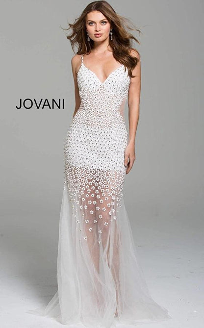 Jovani Spaghetti Strap Long Prom Gown 60695 - The Dress Outlet