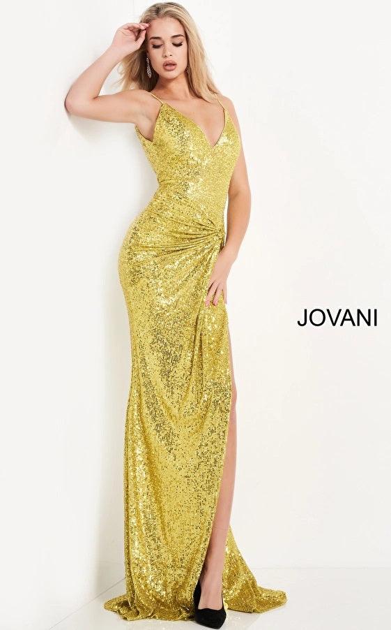 Jovani 48610 - Spaghetti Strap Leaf Sequin Prom Gown main image 0