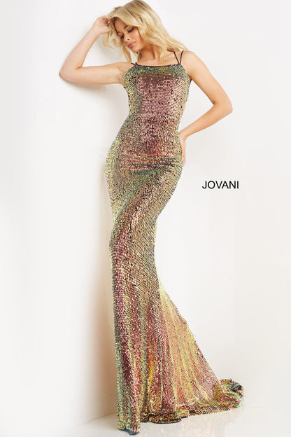 Jovani Spaghetti Strap Long Sexy Prom Gown 08472 - The Dress Outlet