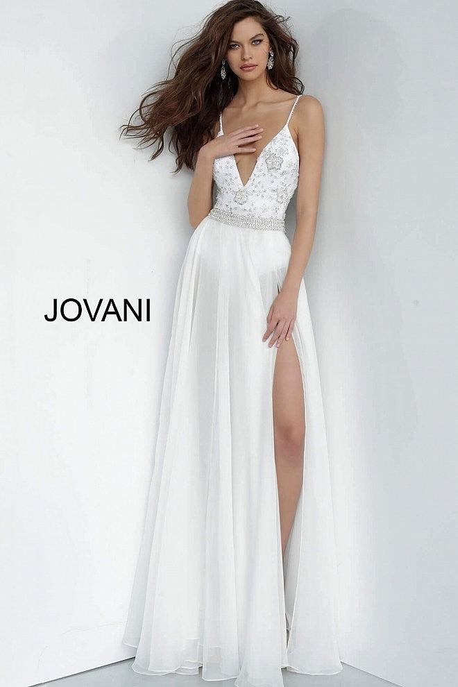 Jovani Spaghetti Strap Long Wedding Gown 3308 - The Dress Outlet