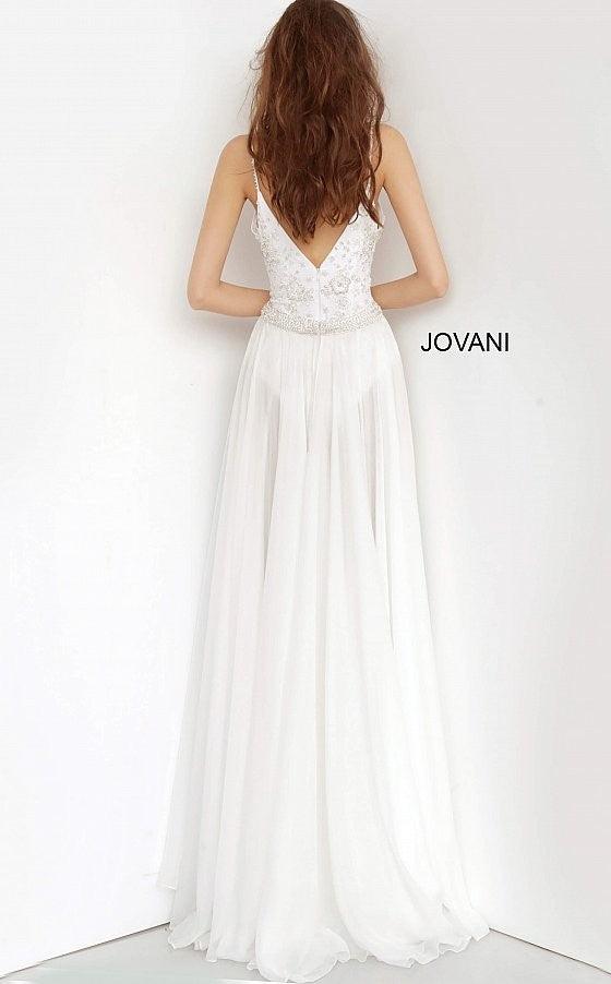 Jovani Spaghetti Strap Long Wedding Gown 3308 - The Dress Outlet