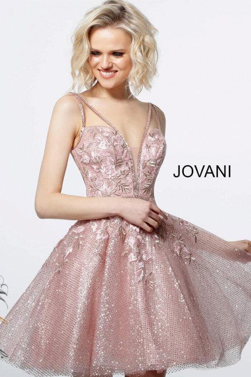 Jovani Spaghetti Strap Short Cocktail Dress 3654 - The Dress Outlet
