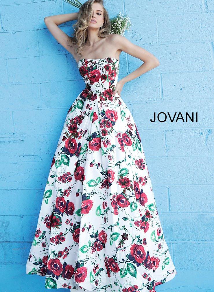 Jovani Strapless Floral Long Prom Dress 49918 - The Dress Outlet