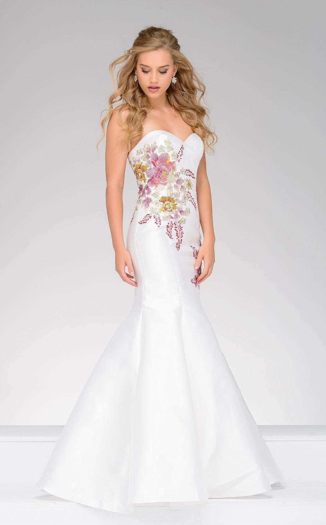 Jovani Strapless Floral Mermaid Long Prom Dress 33689 - The Dress Outlet