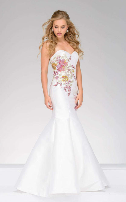 Jovani Strapless Floral Mermaid Long Prom Dress 33689 - The Dress Outlet
