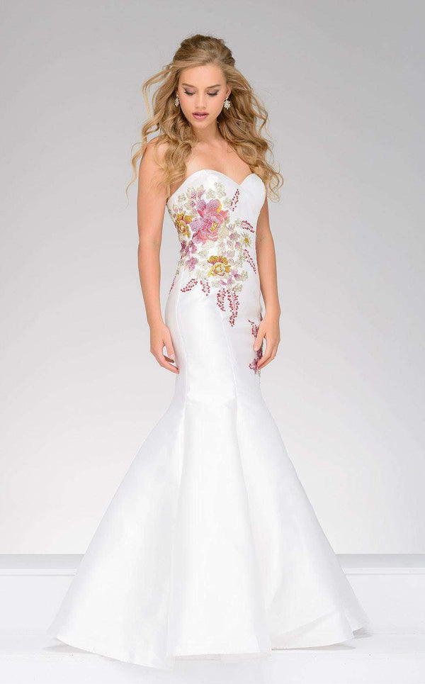 Jovani 33689 Strapless Floral Mermaid Long Prom Dress