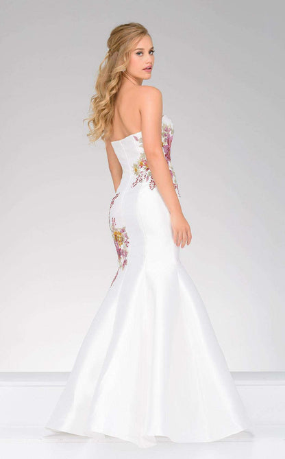 Jovani Strapless Floral Mermaid Long Prom Dress 33689 - The Dress Outlet