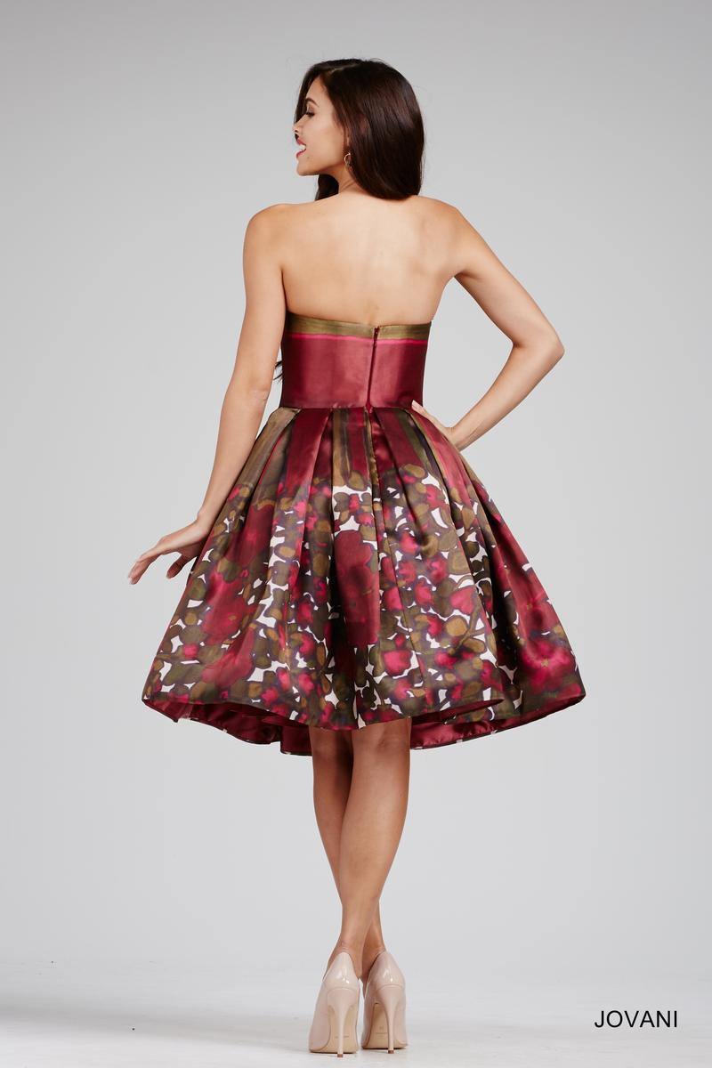 Jovani M429 Strapless Floral Print Short Dress