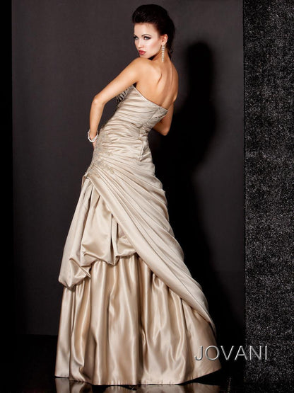 Jovani Strapless Ruched Long Evening Dress 6438 - The Dress Outlet