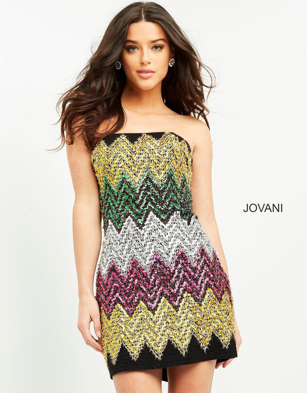 Jovani Strapless Short Sequins Dress M05036 - The Dress Outlet
