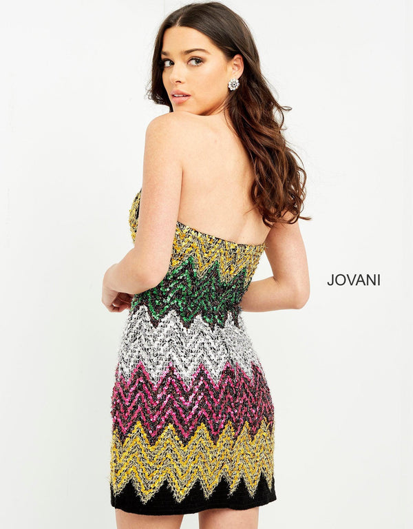 Jovani Strapless Short Sequins Dress M05036 - The Dress Outlet